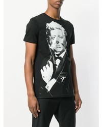 T-shirt à col rond imprimé noir et blanc Billionaire