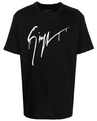 T-shirt à col rond imprimé noir et blanc Giuseppe Zanotti