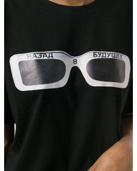 T-shirt à col rond imprimé noir et blanc Natasha Zinko