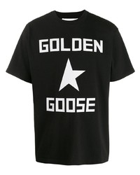 T-shirt à col rond imprimé noir et blanc Golden Goose