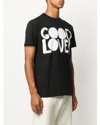 T-shirt à col rond imprimé noir et blanc Valentino