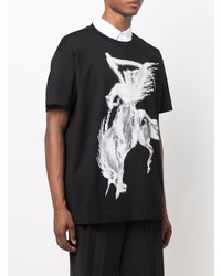 T-shirt à col rond imprimé noir et blanc Givenchy