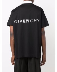 T-shirt à col rond imprimé noir et blanc Givenchy