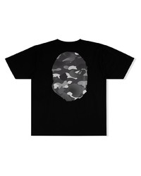 T-shirt à col rond imprimé noir et blanc A Bathing Ape