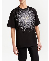 T-shirt à col rond imprimé noir et blanc Giuseppe Zanotti