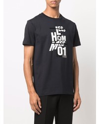 T-shirt à col rond imprimé noir et blanc Les Hommes