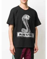 T-shirt à col rond imprimé noir et blanc Rhude