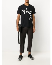 T-shirt à col rond imprimé noir et blanc Black Comme Des Garçons