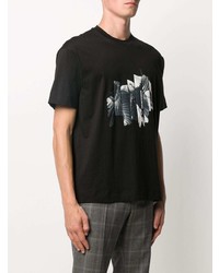 T-shirt à col rond imprimé noir et blanc Emporio Armani