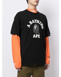 T-shirt à col rond imprimé noir et blanc A Bathing Ape