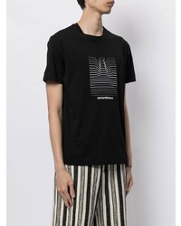 T-shirt à col rond imprimé noir et blanc Emporio Armani