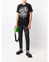 T-shirt à col rond imprimé noir et blanc DSQUARED2