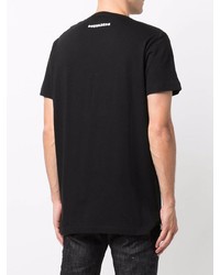 T-shirt à col rond imprimé noir et blanc DSQUARED2