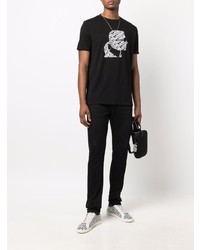 T-shirt à col rond imprimé noir et blanc Karl Lagerfeld