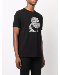 T-shirt à col rond imprimé noir et blanc Karl Lagerfeld