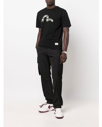 T-shirt à col rond imprimé noir et blanc Evisu