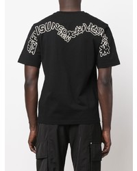 T-shirt à col rond imprimé noir et blanc Evisu