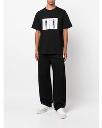 T-shirt à col rond imprimé noir et blanc Helmut Lang