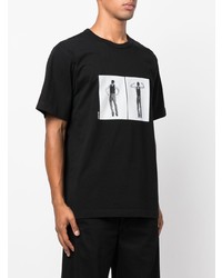 T-shirt à col rond imprimé noir et blanc Helmut Lang