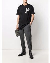 T-shirt à col rond imprimé noir et blanc Philipp Plein