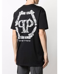 T-shirt à col rond imprimé noir et blanc Philipp Plein