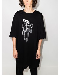 T-shirt à col rond imprimé noir et blanc Yohji Yamamoto