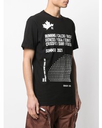 T-shirt à col rond imprimé noir et blanc DSQUARED2