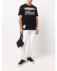 T-shirt à col rond imprimé noir et blanc McQ