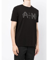 T-shirt à col rond imprimé noir et blanc Armani Exchange