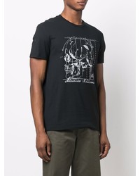 T-shirt à col rond imprimé noir et blanc Alexander McQueen