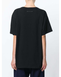 T-shirt à col rond imprimé noir et blanc MM6 MAISON MARGIELA