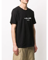 T-shirt à col rond imprimé noir et blanc Stussy