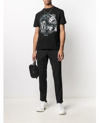 T-shirt à col rond imprimé noir et blanc Valentino