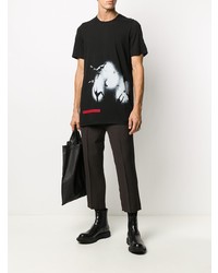 T-shirt à col rond imprimé noir et blanc Rick Owens DRKSHDW