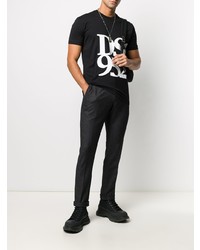 T-shirt à col rond imprimé noir et blanc DSQUARED2