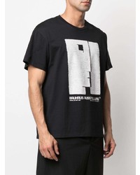 T-shirt à col rond imprimé noir et blanc Neil Barrett
