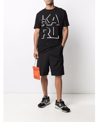 T-shirt à col rond imprimé noir et blanc Karl Lagerfeld