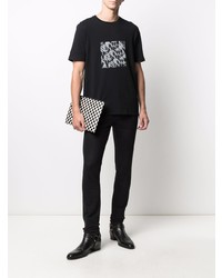 T-shirt à col rond imprimé noir et blanc Saint Laurent