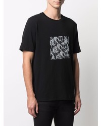 T-shirt à col rond imprimé noir et blanc Saint Laurent