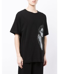 T-shirt à col rond imprimé noir et blanc Yohji Yamamoto