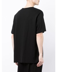 T-shirt à col rond imprimé noir et blanc Yohji Yamamoto