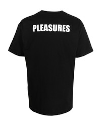 T-shirt à col rond imprimé noir et blanc Pleasures