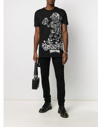 T-shirt à col rond imprimé noir et blanc Philipp Plein