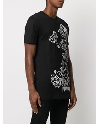 T-shirt à col rond imprimé noir et blanc Philipp Plein