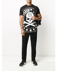 T-shirt à col rond imprimé noir et blanc Philipp Plein