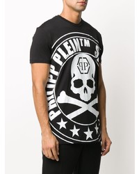 T-shirt à col rond imprimé noir et blanc Philipp Plein