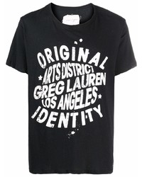 T-shirt à col rond imprimé noir et blanc Greg Lauren