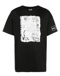 T-shirt à col rond imprimé noir et blanc Haculla