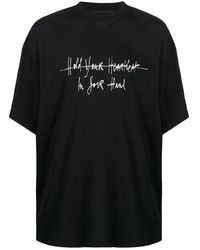T-shirt à col rond imprimé noir et blanc Haider Ackermann
