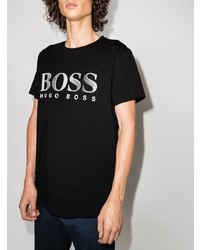 T-shirt à col rond imprimé noir et blanc BOSS